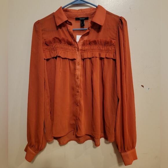 Womens Small Forever 21 Copper Blouse - Picture 1 of 9